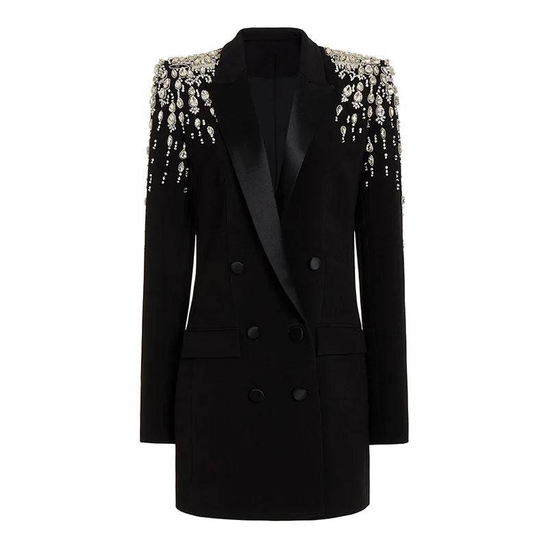 Sparkling Elegance Rhinestone Blazer Dress - Veronica Luxe