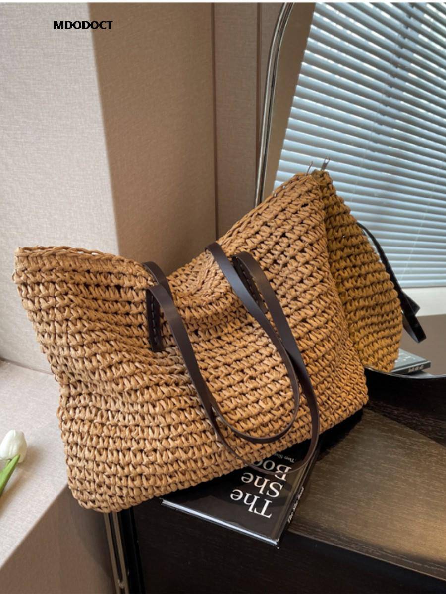 Straw Woven Seaside Tote - Veronica Luxe-Bags