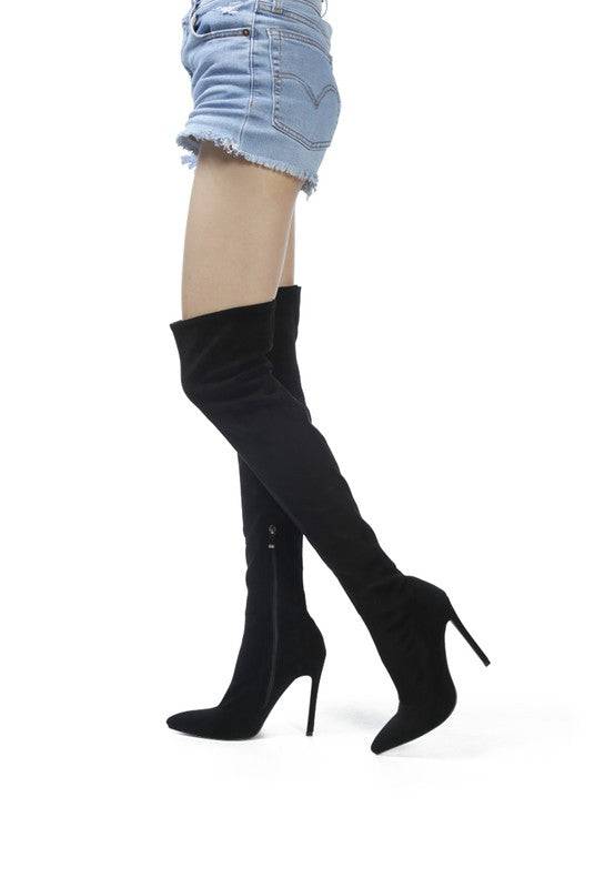 Tierra Stretch Over The Knee Stiletto Boots - Veronica Luxe