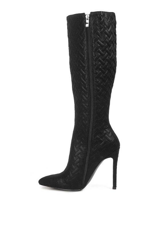 Tinkles high heeled calf boots Tinkles Quilted High Heeled Calf Boots - Veronica Luxe