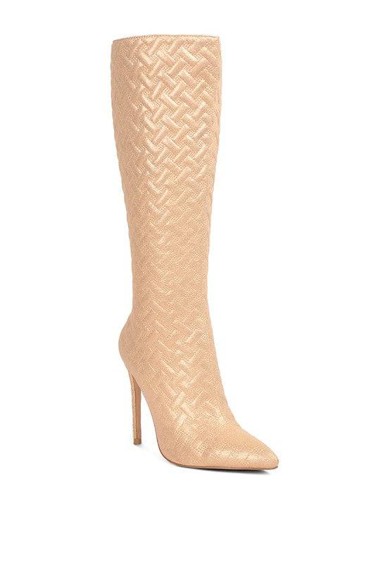 Tinkles high heeled calf boots Tinkles Quilted High Heeled Calf Boots - Veronica Luxe