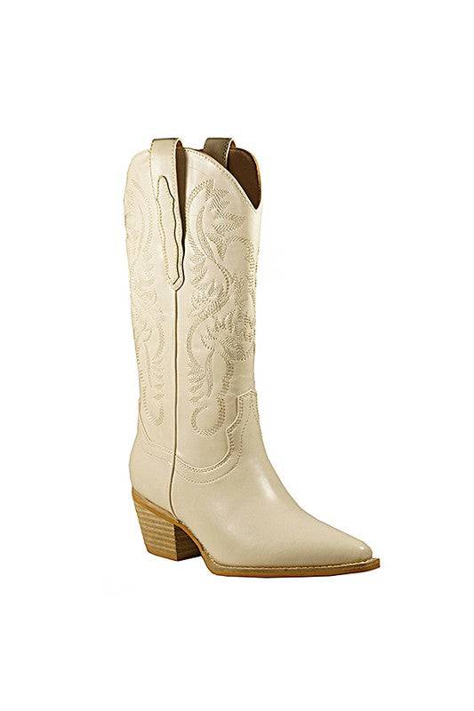 Claire Embroider Western Boots - Veronica Luxe-boots
