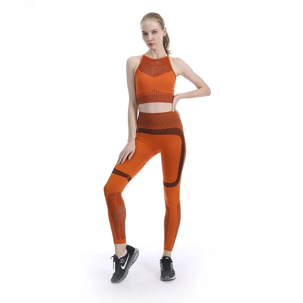 Women's Fitness Yoga Set: Leggings, Sports Bra, Sleeveless Tops - Veronica Luxe
